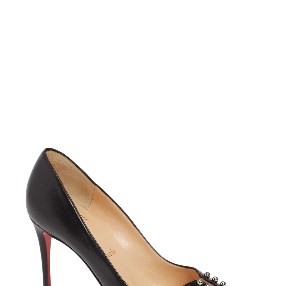 christian louboutin predupump black leather stiletto 85mm sz 35 pump - Picture 7 of 9